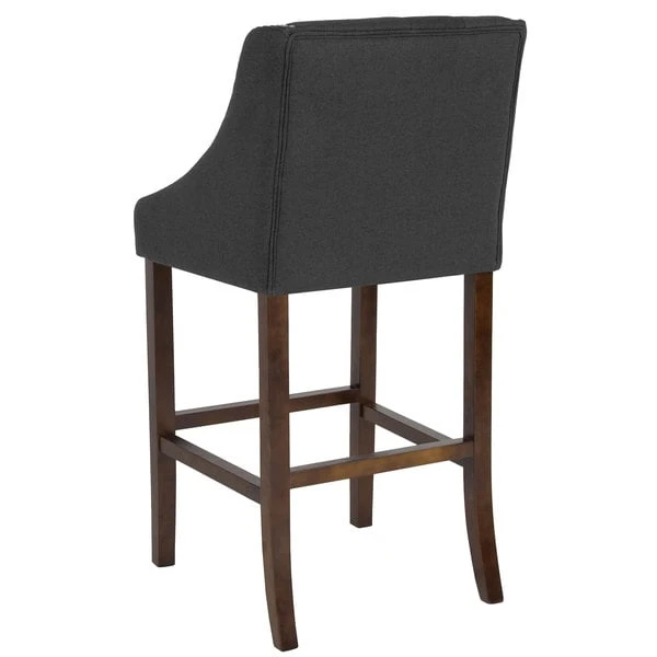 Flash Sale 🔥 Flash Furniture CH-182020-T-30-BK-F-GG Carmel Series Black Tufted Fabric Bar Stool With Walnut Frame And Nail Trim Accent 😍 - Image 2