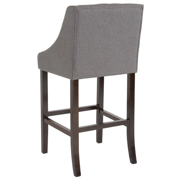 Hot Sale ✨ Flash Furniture CH-182020-T-30-DKGY-F-GG Carmel Series Dark Gray Tufted Fabric Bar Stool With Walnut Frame And Nail Trim Accent 🛒 - Image 2