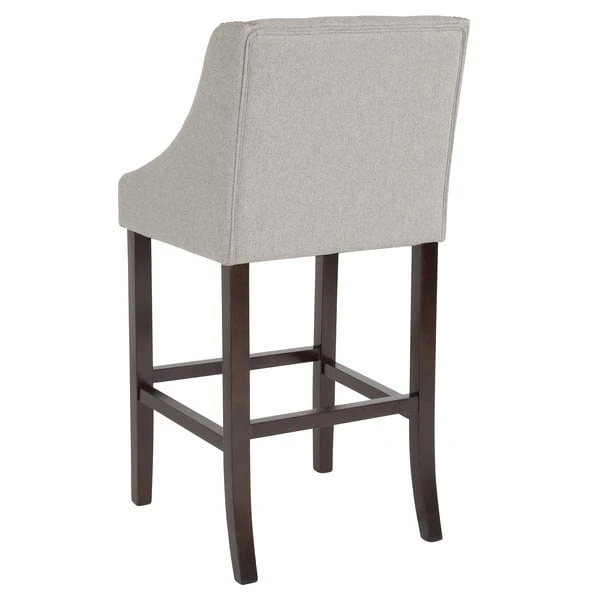 Hot Sale ❤️ Flash Furniture CH-182020-T-30-LTGY-F-GG Carmel Series Light Gray Tufted Fabric Bar Stool With Walnut Frame And Nail Trim Accent ⭐ - Image 2