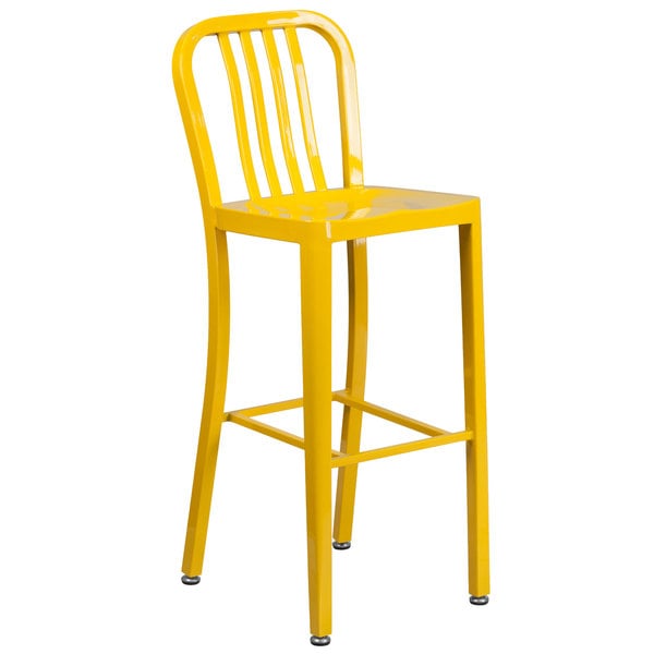Flash Furniture CH-61200-30-YL-GG 30" Yellow Metal Indoor / Outdoor Bar Height Stool with Vertical Slat Back Buy ✨ Flash Furniture CH-61200-30-YL-GG 30" Yellow Metal Indoor / Outdoor Bar Height Stool With Vertical Slat Back ???? -Lancaster Shop unnamed file 1946