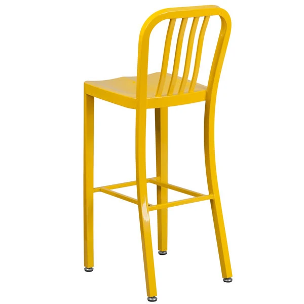 Buy ✨ Flash Furniture CH-61200-30-YL-GG 30" Yellow Metal Indoor / Outdoor Bar Height Stool With Vertical Slat Back 👍 - Image 2