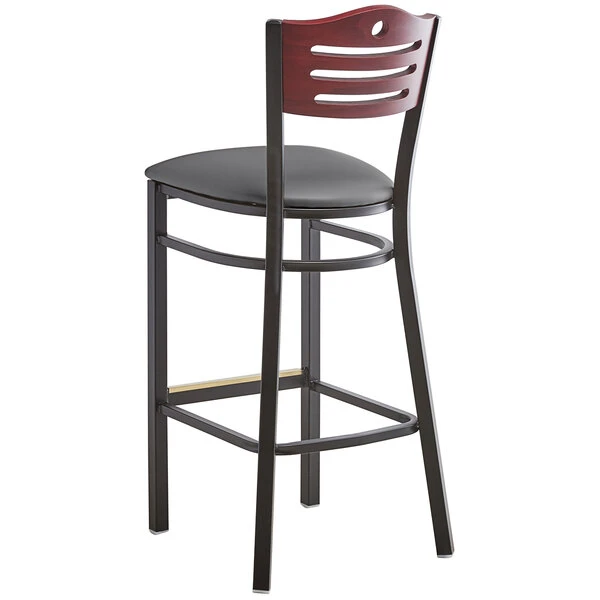Best reviews of 🥰 Lancaster Table & Seating Mahogany Finish Bar Height Bistro Chair With 2" Dark Gray Padded Seat 🥰 - Image 3
