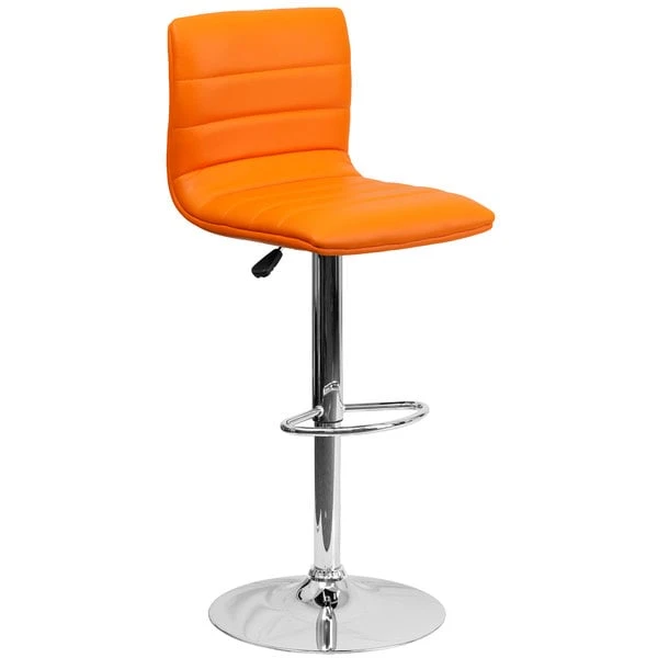 Hot Sale 💯 Flash Furniture CH-92023-1-ORG-GG Orange Vinyl Contemporary Adjustable Height Barstool ❤️