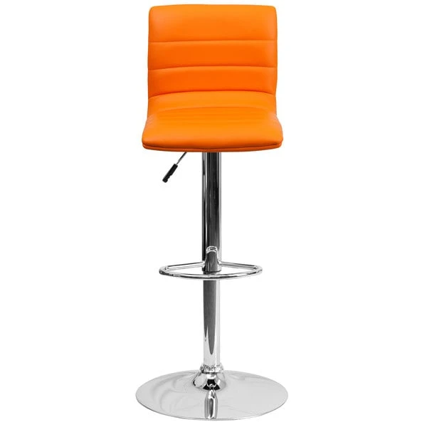 Hot Sale 💯 Flash Furniture CH-92023-1-ORG-GG Orange Vinyl Contemporary Adjustable Height Barstool ❤️ - Image 3