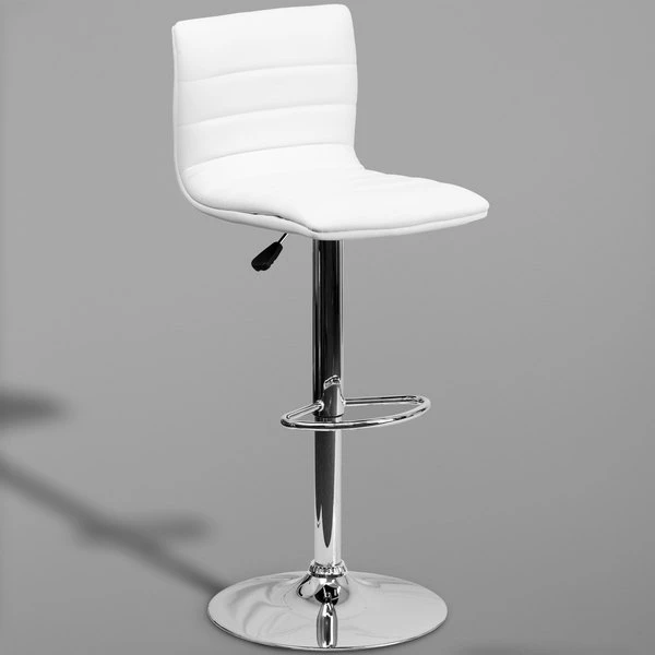 Brand new 😀 Flash Furniture CH-92023-1-WH-GG White Vinyl Contemporary Adjustable Height Barstool 🎁