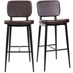 Promo ???? Flash Furniture Kenzie Brown LeatherSoft Mid-Back Barstool - 2/Pack ????