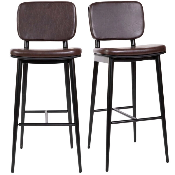 Promo ๐ Flash Furniture Kenzie Brown LeatherSoft Mid-Back Barstool - 2/Pack ๐