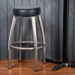 Wholesale 😉 Lancaster Table & Seating Clear 🧥 Coat Backless Barstool With Black Swivel Upholstered Seat 😍