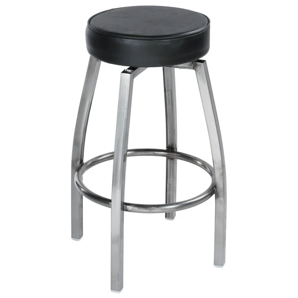 Wholesale ๐ Lancaster Table & Seating Clear ๐งฅ Coat Backless Barstool With Black Swivel Upholstered Seat ๐ - Image 2