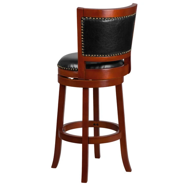 Cheapest ๐ Flash Furniture TA-355530-LC-GG Light Cherry Wood Bar Height Panel Back Stool With Black Leather Swivel Seat โ - Image 2