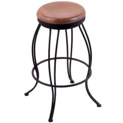 Cheapest 🤩 Holland Bar Stool 300030BWMedOak Georgian Black Wrinkle Steel Bar Height Swivel Stool With Medium Oak Wood Seat 🔥