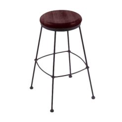 New ???? Holland Bar Stool 303030BWDCMpl Black Wrinkle Steel Bar Height Stool With Dark Cherry Maple Wood Seat ????