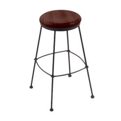 Flash Sale ???? Holland Bar Stool 303030BWDCOak Black Wrinkle Steel Bar Height Stool With Dark Cherry Oak Wood Seat ????