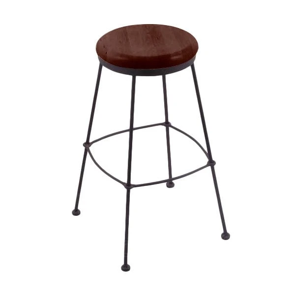 Flash Sale 🤩 Holland Bar Stool 303030BWDCOak Black Wrinkle Steel Bar Height Stool With Dark Cherry Oak Wood Seat 👏
