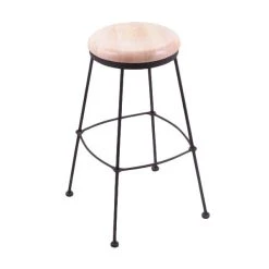 Best Pirce 💯 Holland Bar Stool 303030BWNatMpl Black Wrinkle Steel Bar Height Stool With Natural Maple Wood Seat ⭐