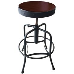 Cheap ???? Holland Bar Stool 910BWDC Black Wrinkle Steel Height Adjustable Stool With Dark Cherry Finish Seat ⌛