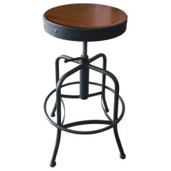 Buy 🌟 Holland Bar Stool 910BWMED Black Wrinkle Steel Height Adjustable Stool With Medium Finish Seat 💯