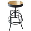 Brand new ✔️ Holland Bar Stool 910BWNAT Black Wrinkle Steel Height Adjustable Stool With Natural Finish Seat ????