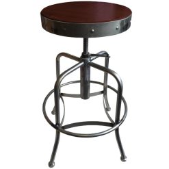 Cheapest ???? Holland Bar Stool 910CLDC Clear ???? Coat Steel Height Adjustable Stool With Dark Cherry Finish Seat ????