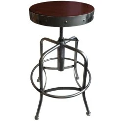 Cheapest 🥰 Holland Bar Stool 910CLDC Clear 🧥 Coat Steel Height Adjustable Stool With Dark Cherry Finish Seat 😀
