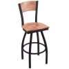 Best deal ???? Holland Bar Stool Black Steel NHL Logo Laser Engraved Bar Height Swivel Chair With Maple Back And Seat ✨