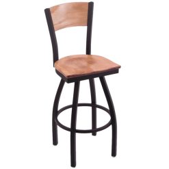 Best deal ???? Holland Bar Stool Black Steel NHL Logo Laser Engraved Bar Height Swivel Chair With Maple Back And Seat ✨