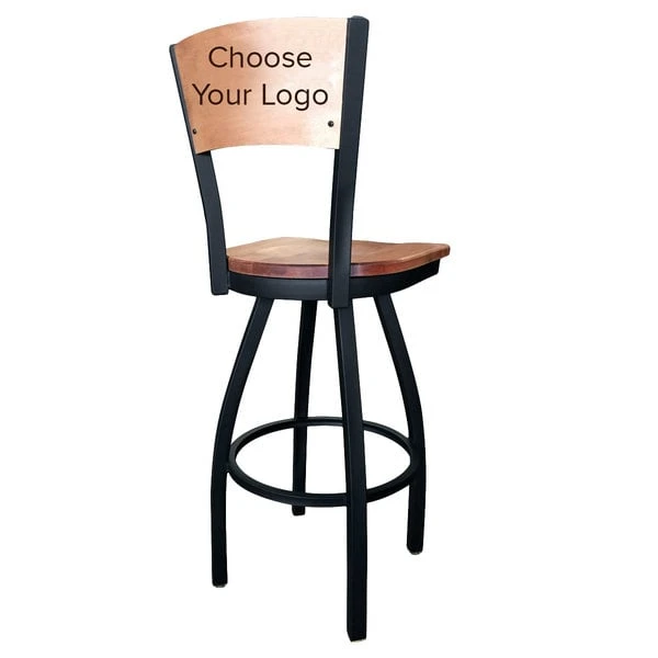 Best deal ๐ Holland Bar Stool Black Steel NHL Logo Laser Engraved Bar Height Swivel Chair With Maple Back And Seat โจ - Image 2