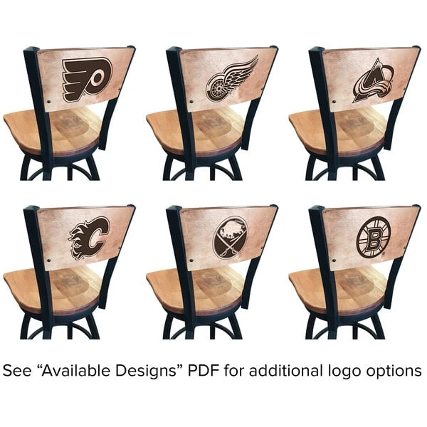 Best deal ๐ Holland Bar Stool Black Steel NHL Logo Laser Engraved Bar Height Swivel Chair With Maple Back And Seat โจ - Image 3