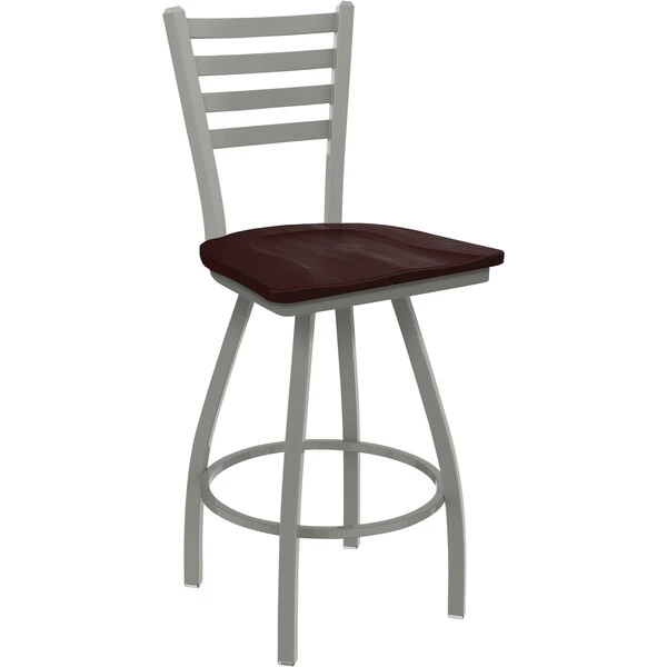 Budget 🌟 Holland Bar Stool XL 410 Jackie 30" Ladderback Swivel Bar Stool With Anodized Nickel Finish And Dark Cherry Maple Seat 👍