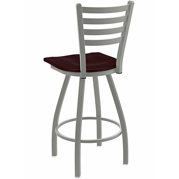 Brand new 😍 Holland Bar Stool XL 410 Jackie 30" Ladderback Swivel Bar Stool With Anodized Nickel Finish And Dark Cherry Oak Seat 😀 - Image 2