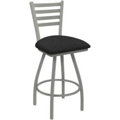 Flash Sale ⭐ Holland Bar Stool XL 410 Jackie 30" Ladderback Swivel Bar Stool With Anodized Nickel Finish And Graph Coal Seat ⭐