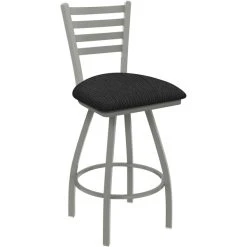 Flash Sale ⭐ Holland Bar Stool XL 410 Jackie 30" Ladderback Swivel Bar Stool With Anodized Nickel Finish And Graph Coal Seat ⭐