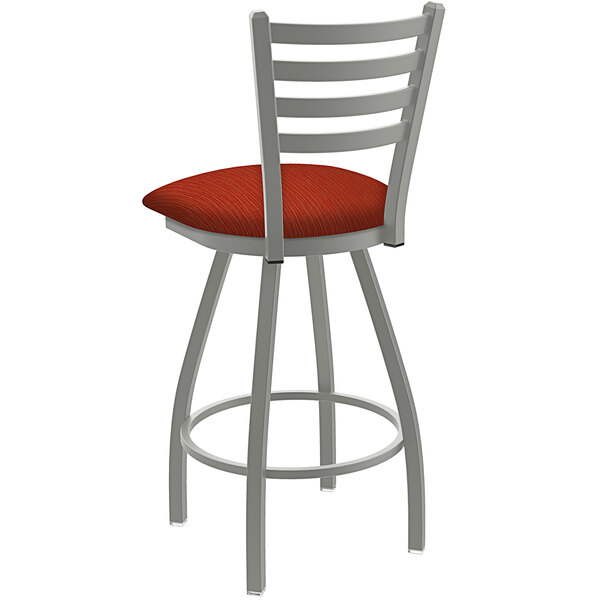 New ???? Holland Bar Stool XL 410 Jackie 30" Ladderback Swivel Bar Stool With Anodized Nickel Finish And Graph Poppy Seat ???? 4 New ???? Holland Bar Stool XL 410 Jackie 30" Ladderback Swivel Bar Stool With Anodized Nickel Finish And Graph Poppy Seat ???? - Image 2