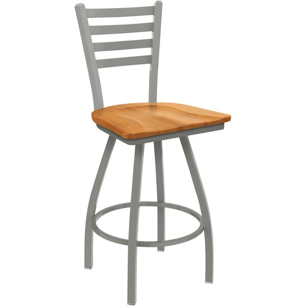 Best reviews of ✨ Holland Bar Stool XL 410 Jackie 30" Ladderback Swivel Bar Stool With Anodized Nickel Finish And Medium Maple Seat 😉