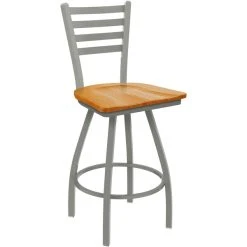 Brand new 🛒 Holland Bar Stool XL 410 Jackie 30" Ladderback Swivel Bar Stool With Anodized Nickel Finish And Medium Oak Seat 👏