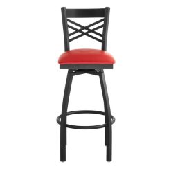 Discount ❤️ Lancaster Table & Seating Cross Back Bar Height Black Swivel Chair With Red Vinyl Seat ???? -Lancaster Shop unnamed file 207