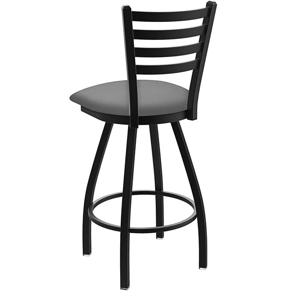 Best Sale 😀 Holland Bar Stool XL 410 Jackie 30" Ladderback Swivel Bar Stool With Black Wrinkle Finish And Canter Folkstone Grey Seat ✨ - Image 2