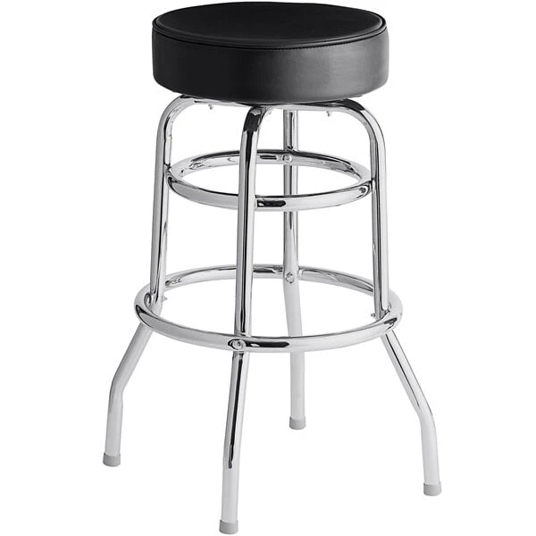 Hot Sale 🎁 Lancaster Table & Seating Black Double Ring Barstool With 3 1/2" Thick Seat ⭐
