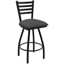 Best Sale 👍 Holland Bar Stool XL 410 Jackie 30" Ladderback Swivel Bar Stool With Black Wrinkle Finish And Canter Storm Seat ⭐