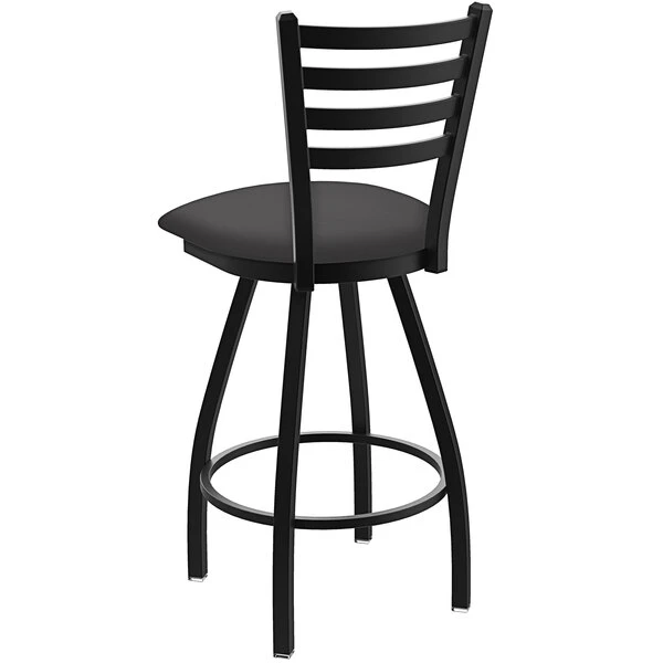 Best Sale ๐ Holland Bar Stool XL 410 Jackie 30" Ladderback Swivel Bar Stool With Black Wrinkle Finish And Canter Storm Seat โญ - Image 2