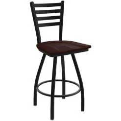 Best reviews of โค๏ธ Holland Bar Stool XL 410 Jackie 30" Ladderback Swivel Bar Stool With Black Wrinkle Finish And Dark Cherry Maple Seat ๐