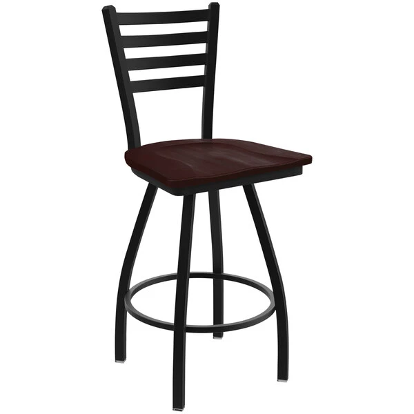 Best reviews of โค๏ธ Holland Bar Stool XL 410 Jackie 30" Ladderback Swivel Bar Stool With Black Wrinkle Finish And Dark Cherry Maple Seat ๐