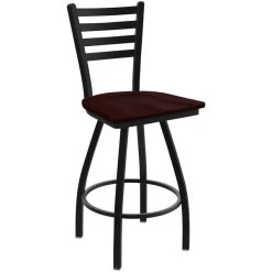 Best reviews of 🔥 Holland Bar Stool XL 410 Jackie 30" Ladderback Swivel Bar Stool With Black Wrinkle Finish And Dark Cherry Oak Seat ⭐