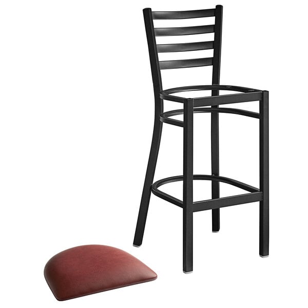 Lancaster Table & Seating Black Frame Ladder Back Bar Height Chair with Burgundy Padded Seat Wholesale ???? Lancaster Table & Seating Black Frame Ladder Back Bar Height Chair With Burgundy Padded Seat ???? -Lancaster Shop unnamed file 213