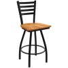 Hot Sale ???? Holland Bar Stool XL 410 Jackie 30" Ladderback Swivel Bar Stool With Black Wrinkle Finish And Medium Maple Seat ????