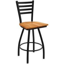 Hot Sale ???? Holland Bar Stool XL 410 Jackie 30" Ladderback Swivel Bar Stool With Black Wrinkle Finish And Medium Maple Seat ????