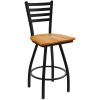 Budget ???? Holland Bar Stool XL 410 Jackie 30" Ladderback Swivel Bar Stool With Black Wrinkle Finish And Medium Oak Seat ???? -Lancaster Shop unnamed file 2135