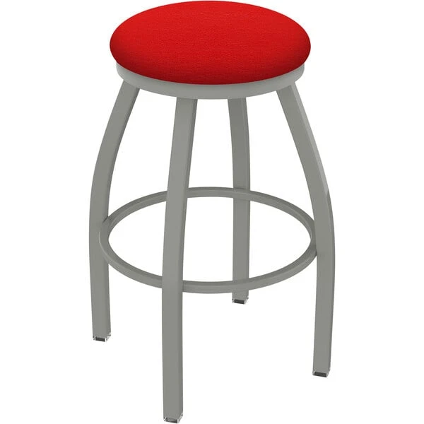 New ๐ Holland Bar Stool XL 802 Misha 30" Ladderback Swivel Bar Stool With Anodized Nickel Finish And Canter Red Seat ๐