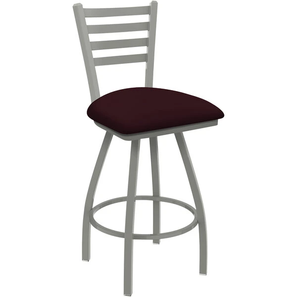 Promo 🎉 Holland Bar Stool Holland Barstool XL 410 Jackie 30" Ladderback Swivel Bar Stool With Anodized Nickel Finish And Canter Bordeaux Seat 🛒