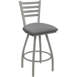 Cheap โค๏ธ Holland Bar Stool Holland Barstool XL 410 Jackie 30" Ladderback Swivel Bar Stool With Anodized Nickel Finish And Canter Folkstone Grey Seat ๐